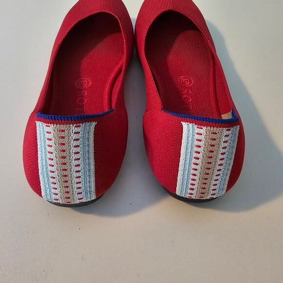 Rothy's Cardinal Red Square Toe Flats Size 9 - Picture 3 of 6